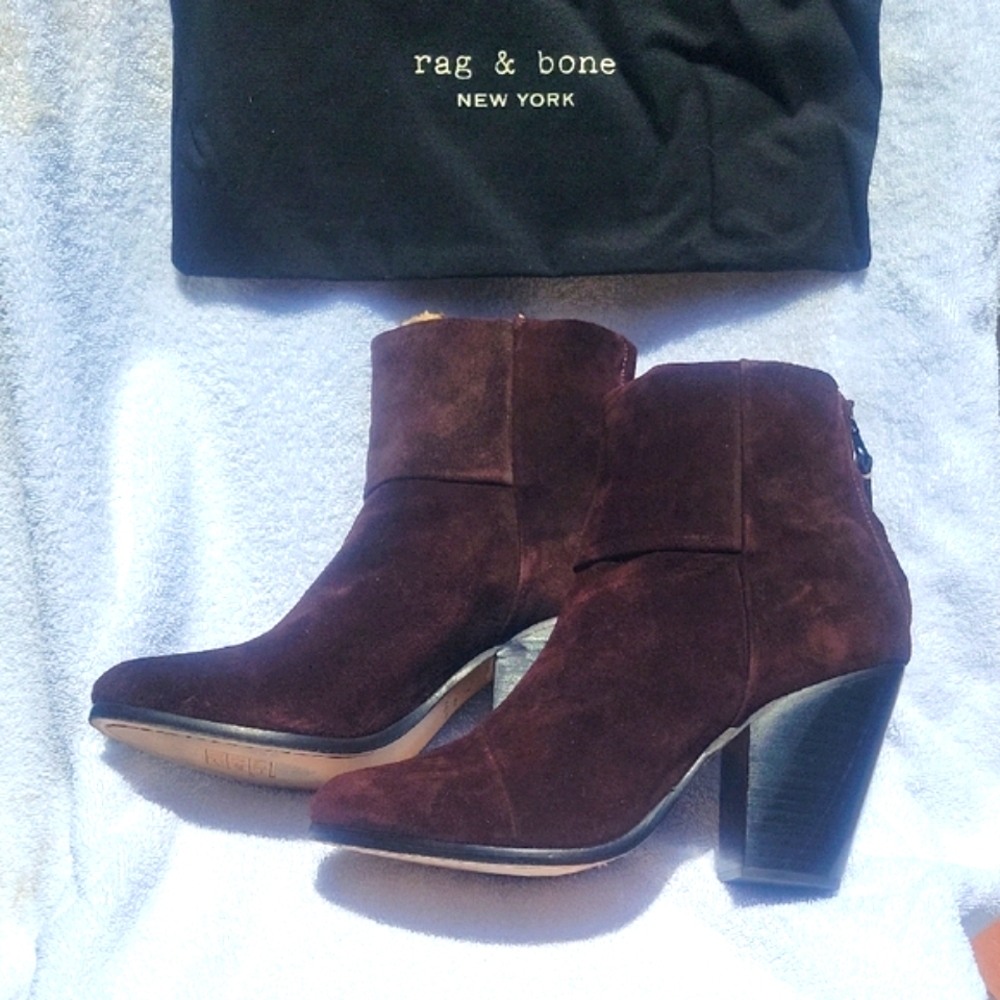Rag & Bone Classic Newbury  Burgundy Boots Suede Women's US 10 EU 40 NWOT